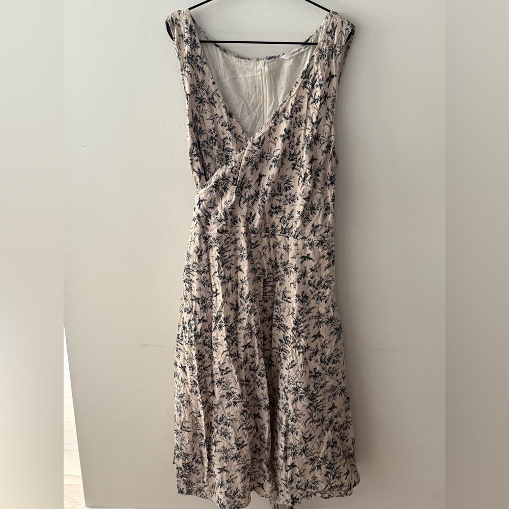 Floral with birds Print Sleeveless wrap Dress